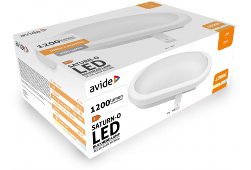 Avide Bulkhead Lamp Saturn-O oval IP54 12W NW 4000K White