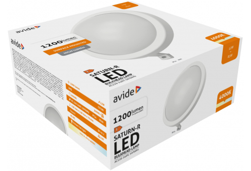 Avide Bulkhead Lamp Saturn-R Round IP54 12W NW 4000K White