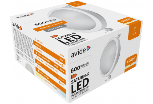 Avide Bulkhead Lamp Saturn-R Round IP54 6W NW 4000K White