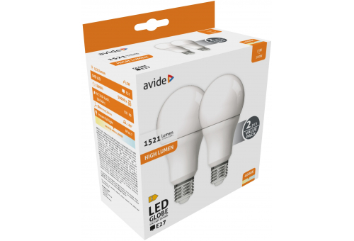 Bec LED Globe A60 13W E27 NW Avide Twin Pack