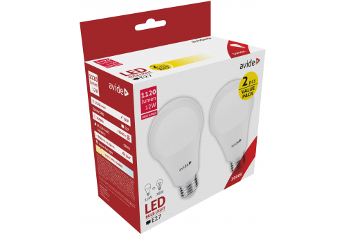 LED Birnenform Doppelpack A60 12W E27 WW