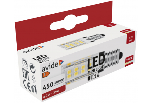 Bec LED capsulă 4.2W JD E14 WW orizontal Avide