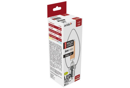 Bec LED Filament lumânare 4.9W E14 WW 2700K  Super High Lumen Avide