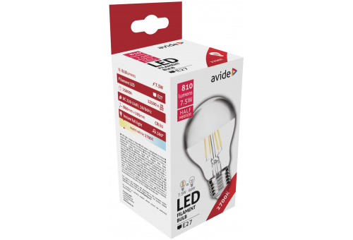 Bec LED filament Half Mirror 7.5W E27 WW Avide 1/2oglindă