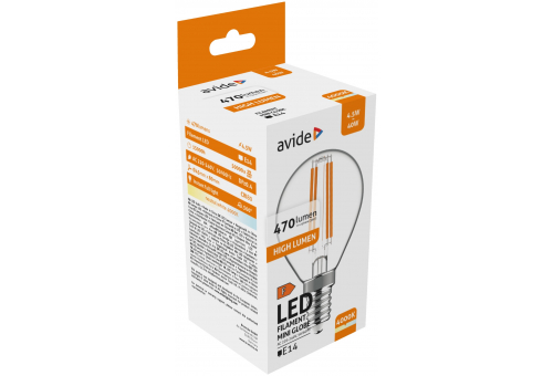 Bec LED Filament Mini Globe 4.5W E14 NW Avide