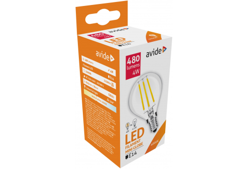 Bec LED Filament Mini Globe 4W E14 NW Avide