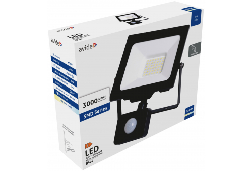 LED Flood Light Slim SMD 30W CW PIR