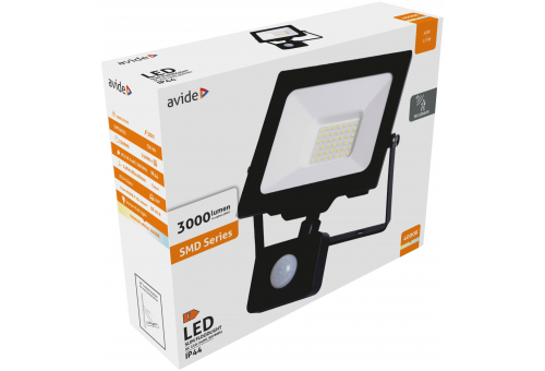 LED Flood Light Slim SMD 30W NW PIR