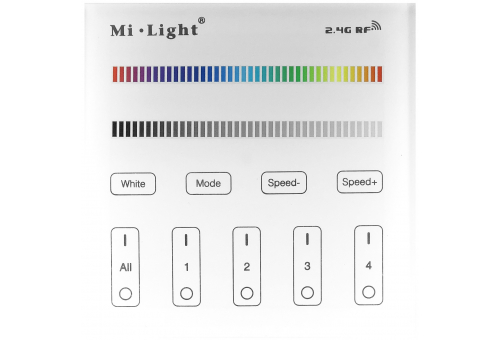 Fita LED 12V RGB+W 4 de zona RF Pode ser montado na parede /2xAAA/ Telecomando com painel tátil