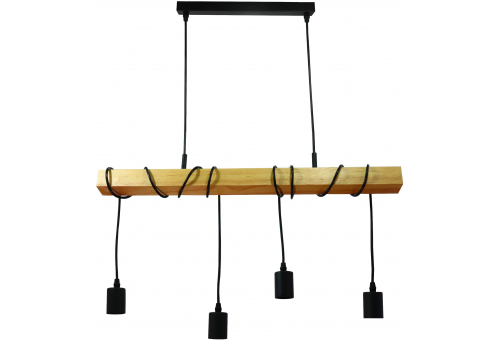 Pendant Lamp Madeline 4xE27 Sockets Wood/Black