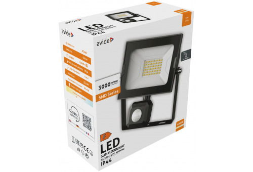 LED Flood Light Slim SMD 30W NW PIR