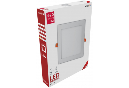 LED Luz de teto encastrável quadrada Alu 9W WW