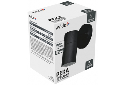 Candeeiro de parede exterior Peka 1xGU10 IP44 Preto