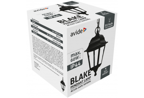 Exterior Candeeiro pendurado Blake 1xE27 82.5cm Preto IP44