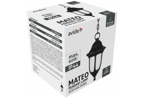 Außen Hängeleuchte Mateo 1xE27 Schwarz IP44