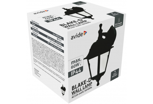 Candeeiro de parede exterior Blake-D 1xE27 Preto IP44