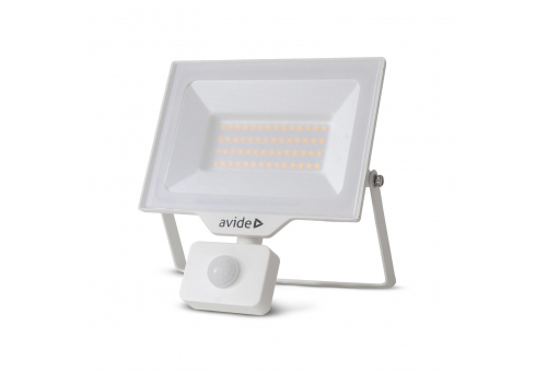 Avide LED Frosted Flood Light Slim SMD 30W NW 4000K PIR White