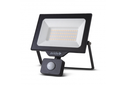 Reflector LED SMD 50W NW 4000K Slim cu PIR Avide Frosted