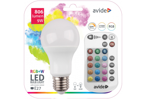 Smart LED Globe A60 9W RGB+W with IR remote
