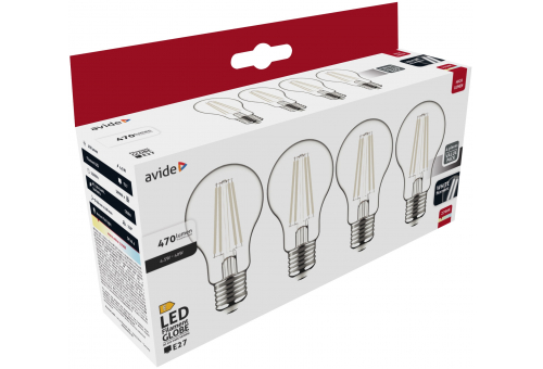 Avide LED White Filament Globe 4.5W E27 WW 2700K-4er